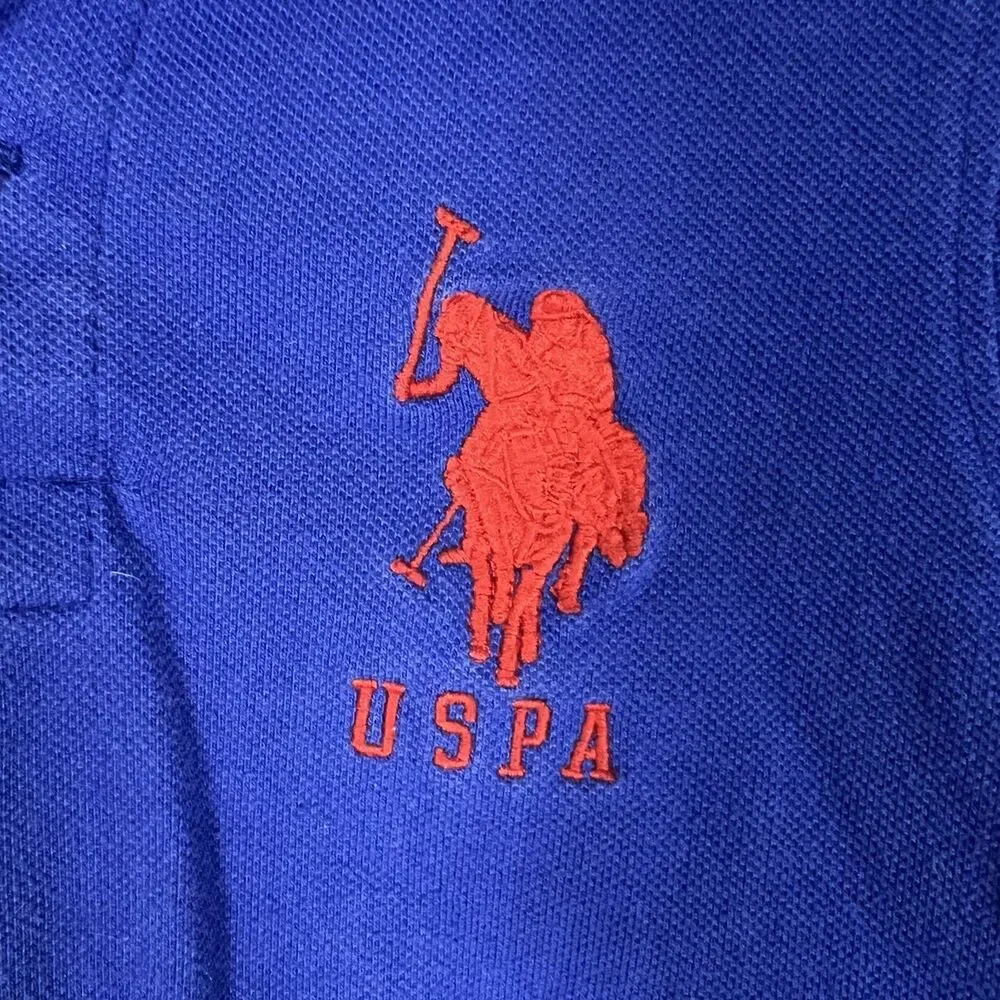 U.S. Polo Assn Boys Kids Polo Shirt Size 4 Blue Cotton Pique Short Sleeve